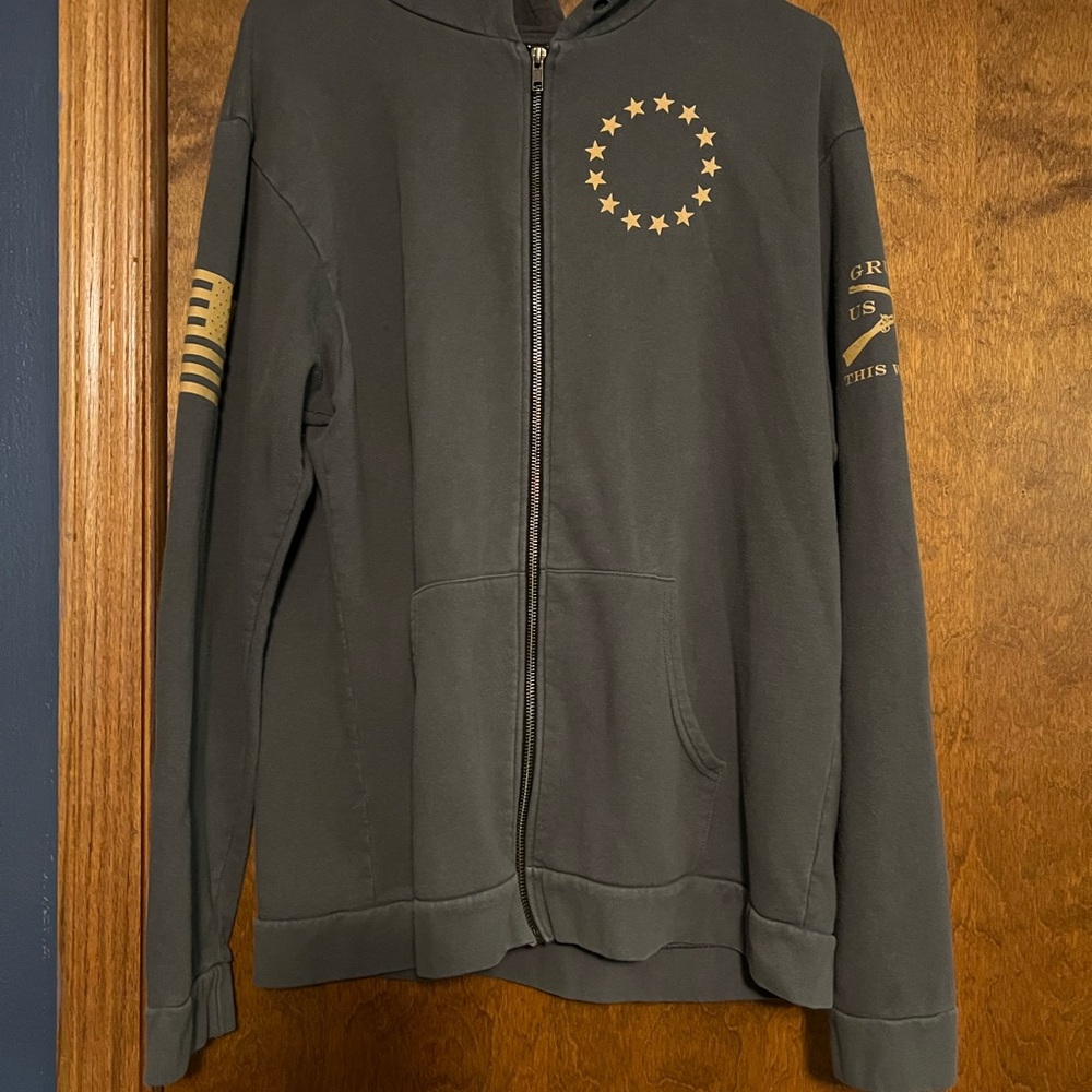 Grunt Style Black Hoodie with White Print